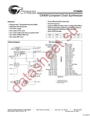 CY28405OXC datasheet  
